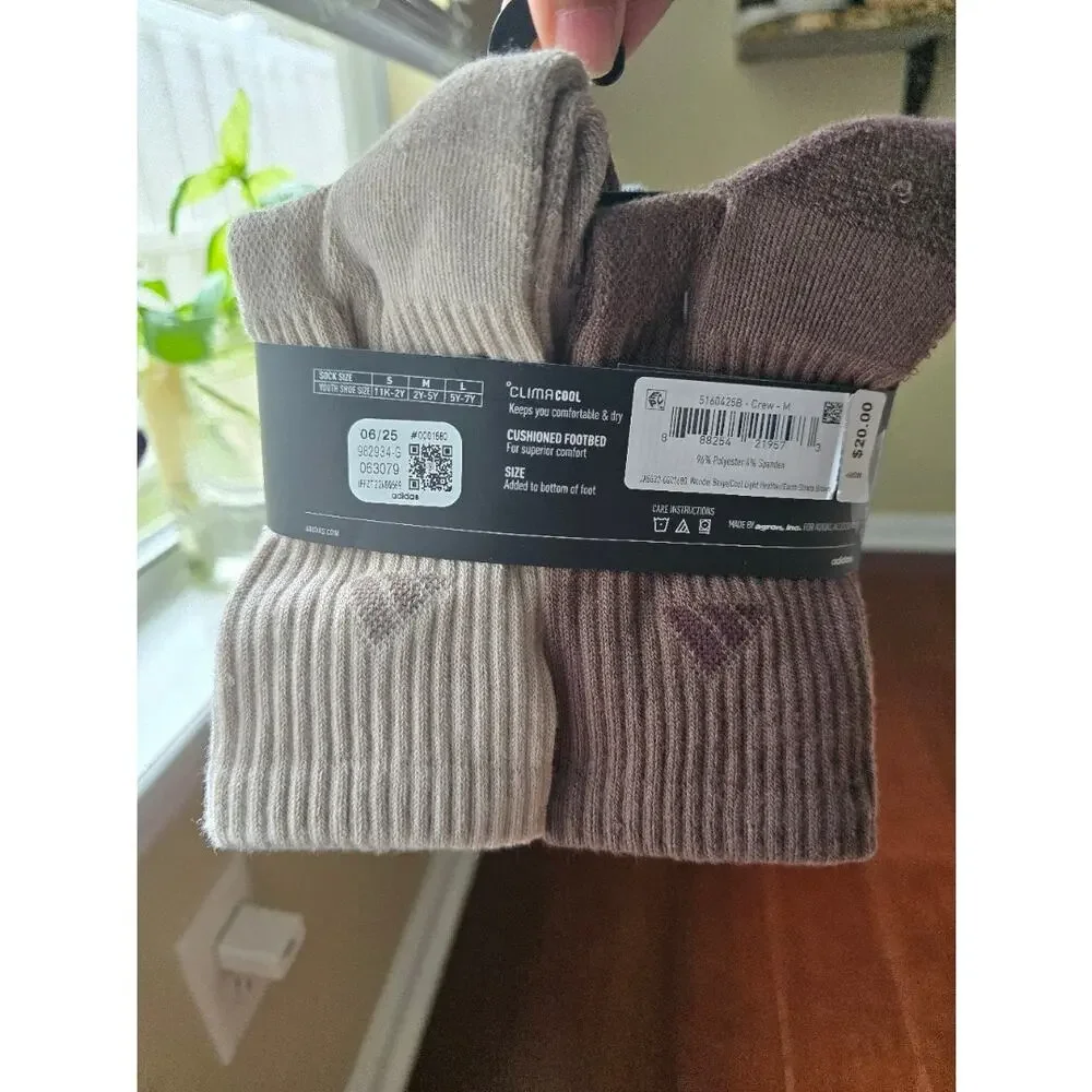 Adidas Youth 6-Pack Athletic Cushioned Quarter Socks Multicolor Medium 2Y-5Y